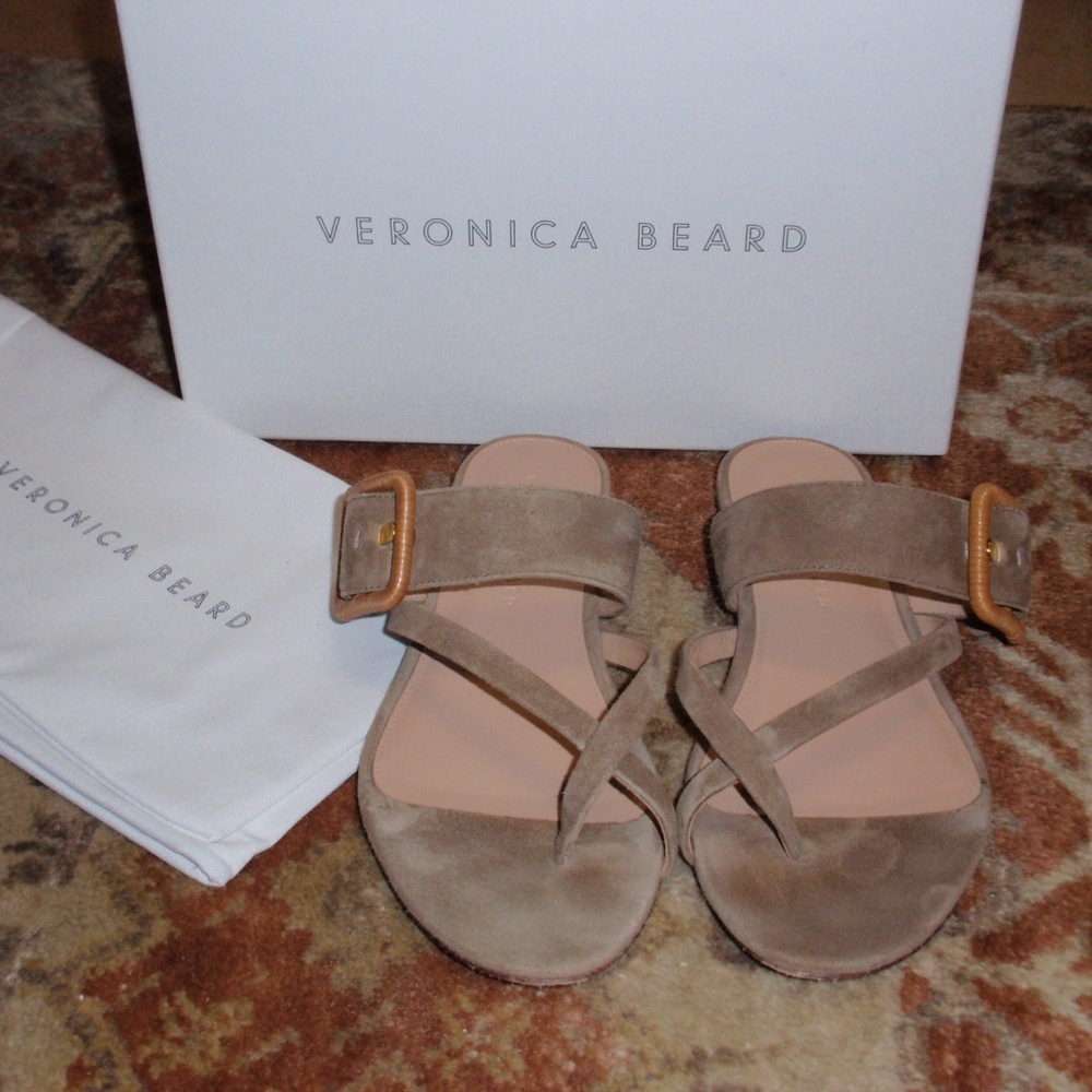 Veronica Beard Suede Salva Sandals Size 7 M Color Moss